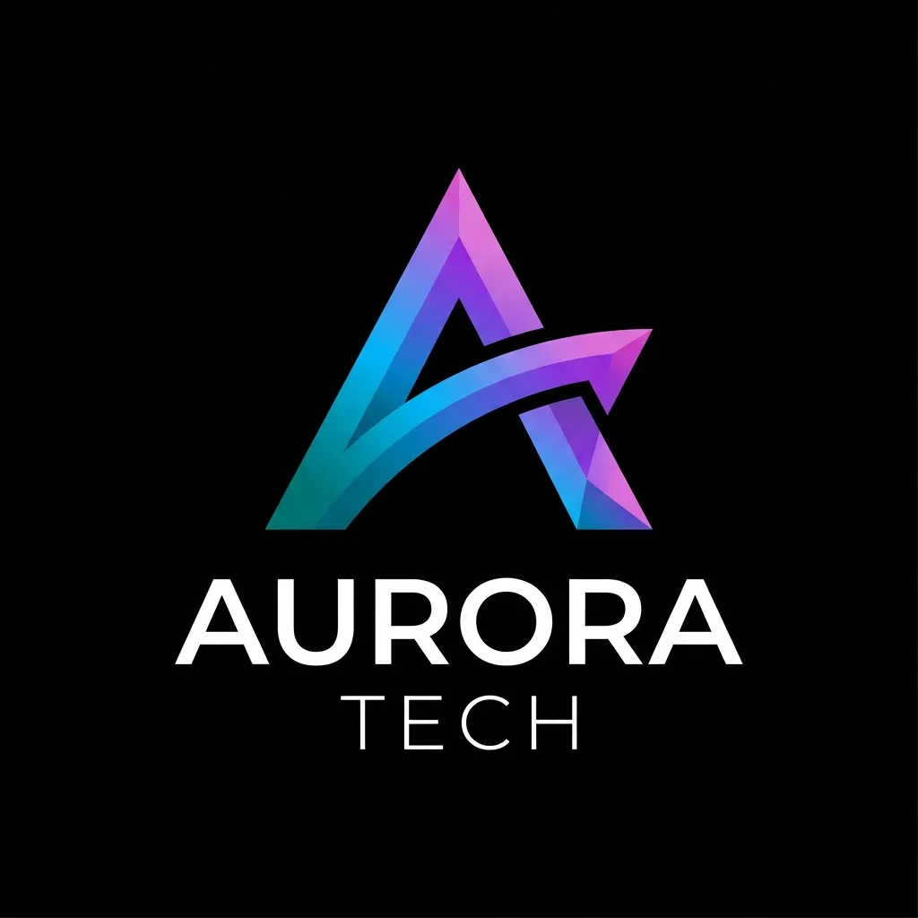 A modern corporate logo with gradient colors on a black background